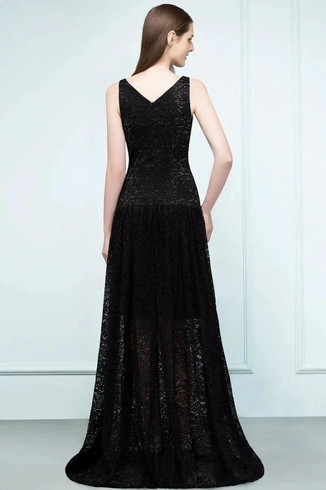 Spaghetti Floor Length A-line V-neck Lace Bridesmaid Dresses (ZD13061)
