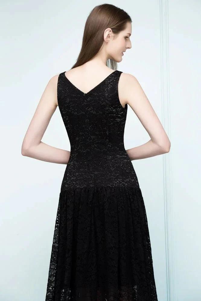 Spaghetti Floor Length A-line V-neck Lace Bridesmaid Dresses (ZD13061)