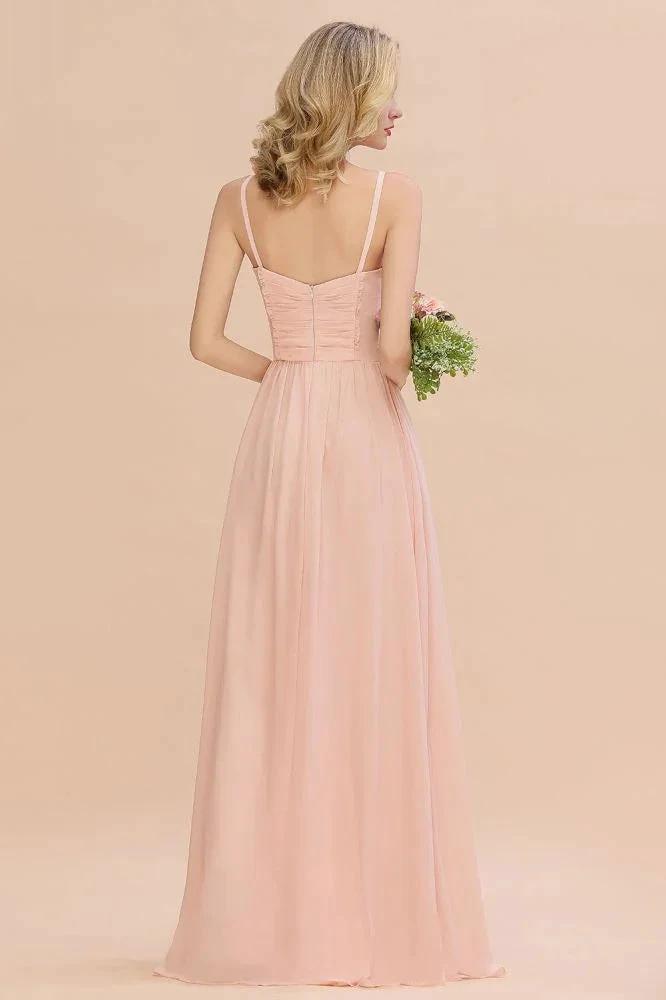 Spaghetti Straps Aline Bridesmaid Dress Sweetheart  Chiffon Swing Evening Dress (ZD13150)