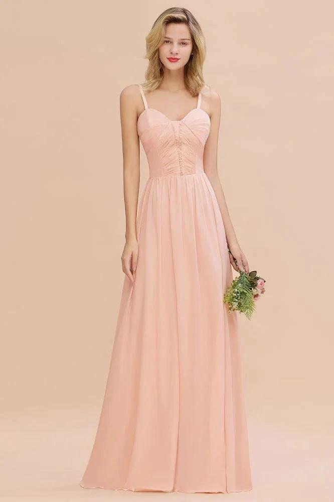 Spaghetti Straps Aline Bridesmaid Dress Sweetheart  Chiffon Swing Evening Dress (ZD13150)