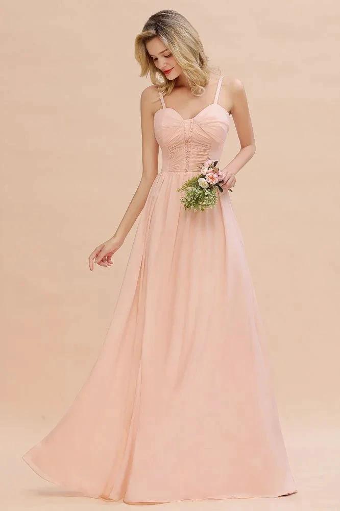 Spaghetti Straps Aline Bridesmaid Dress Sweetheart  Chiffon Swing Evening Dress (ZD13150)