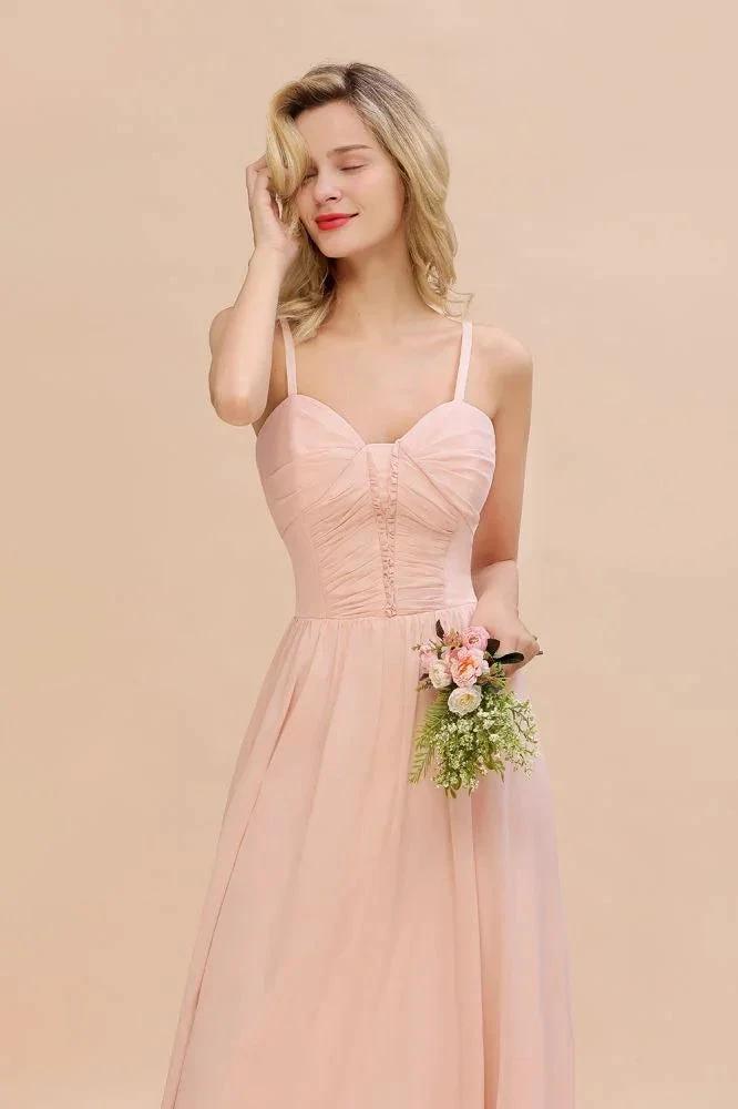 Spaghetti Straps Aline Bridesmaid Dress Sweetheart  Chiffon Swing Evening Dress (ZD13150)