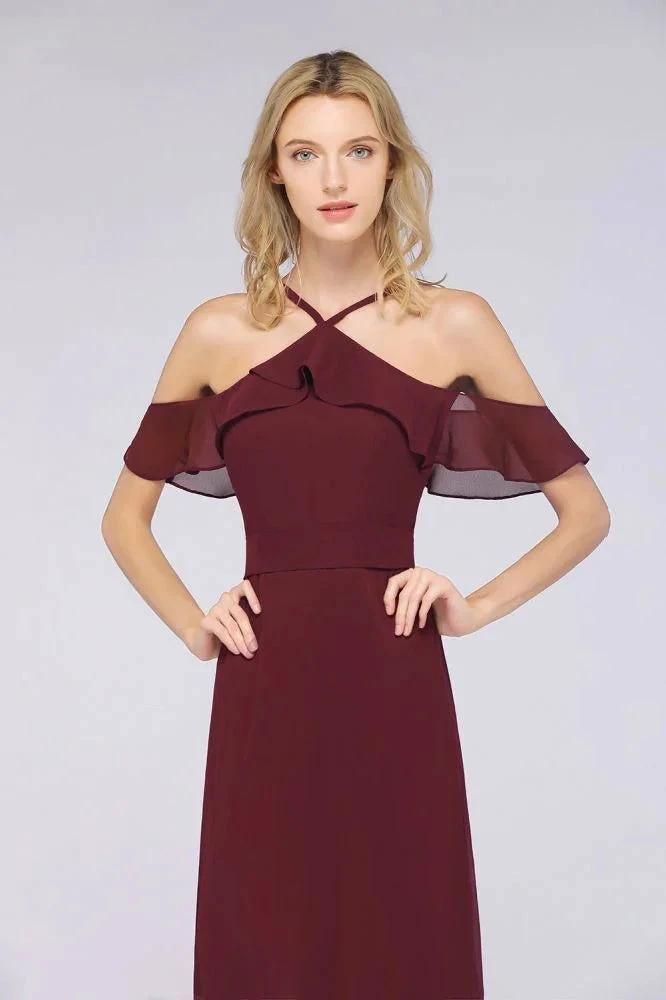 Spaghetti-Straps Sleeveless Ruffles Floor-Length Bridesmaid Dress with Bow Sash (ZD13111)