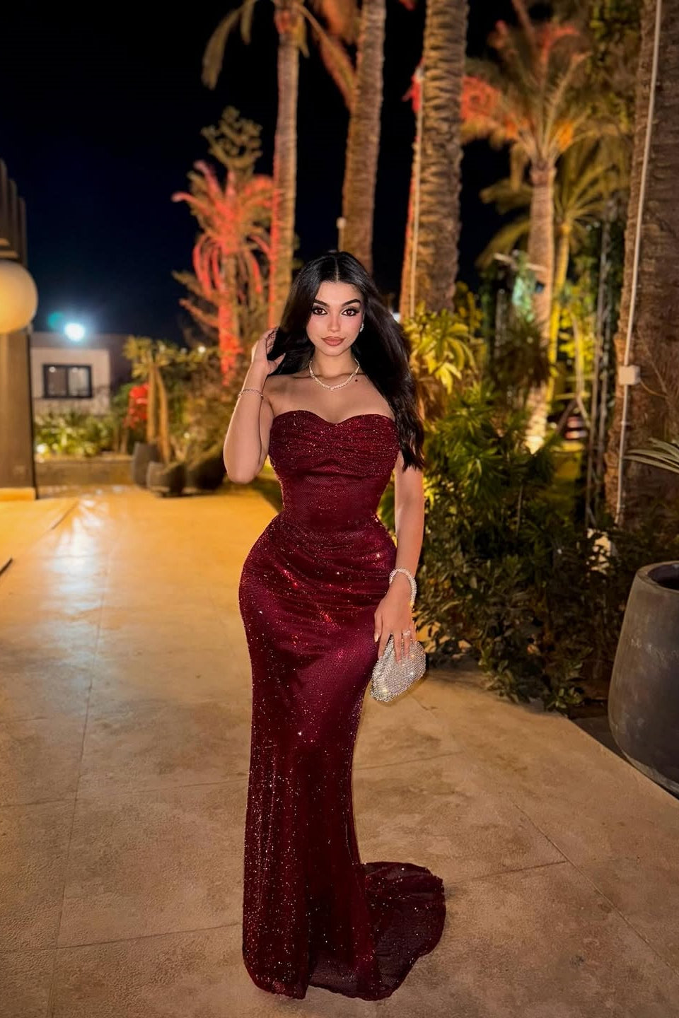 Sparkling Burgundy Sweetheart Strapless Sleeveless Sequins Prom Dress Mermaid Column