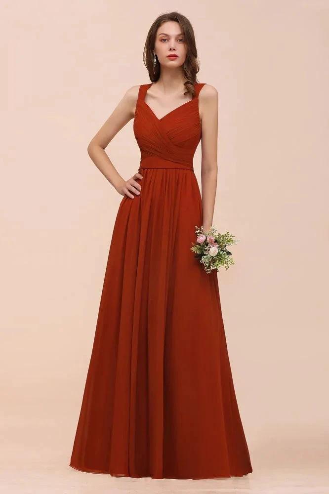 Strap Slim Floor Length Evening Dress for Bride Bridesmaid Dress (ZD13016)