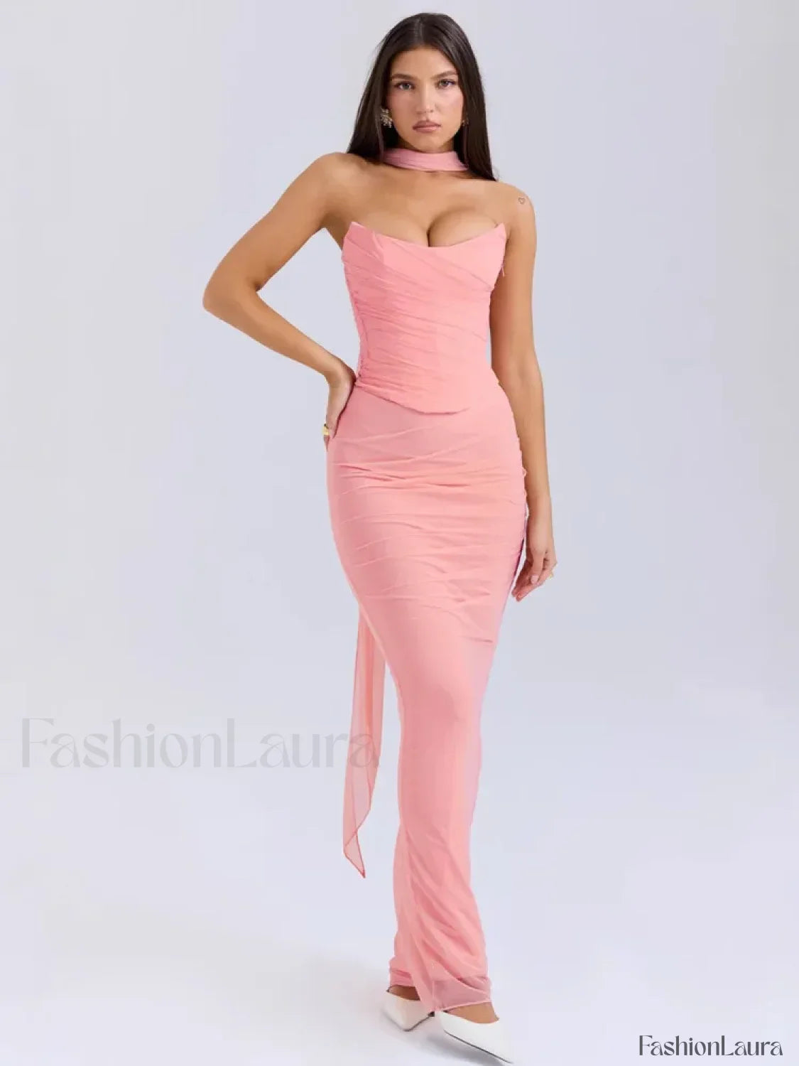 Strapless Skirt Two Piece Maxi Dress