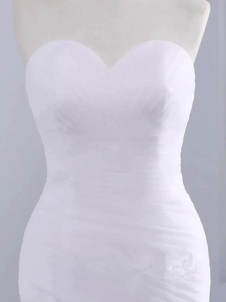 Strapless Sweetheart Mermaid Wedding Dress Lace Ruffless Tulle Bridal Wears (ZD13876)