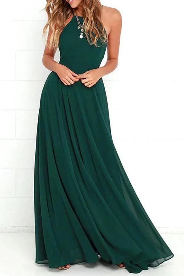 Straps Dark Green Long Bridesmaid Dress with Criss Cross Back BD076 by pgmdress