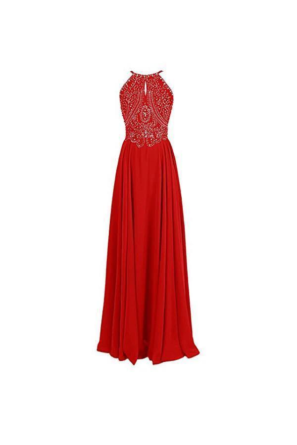 Straps Formal Gowns Beading Prom Evening Dresses Backless (ZD13171)