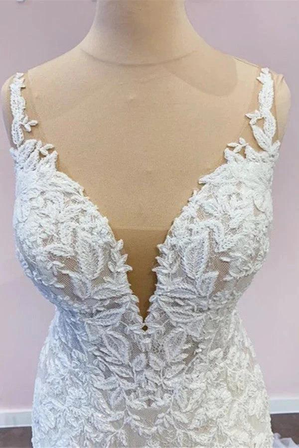 Stunning Long A-Line Tulle Sweetheart Appliques Lace Wedding Dress (ZD15237) - View 5 | VelvetHem