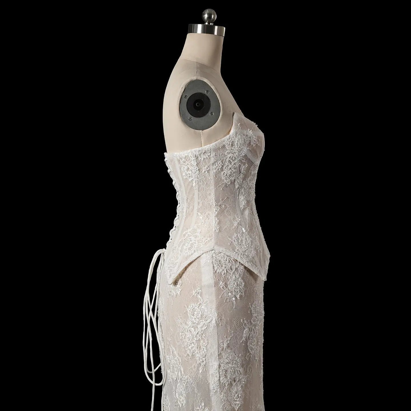 White Strapless Corset Lace Up Back Sheath Wedding Dress ZP006