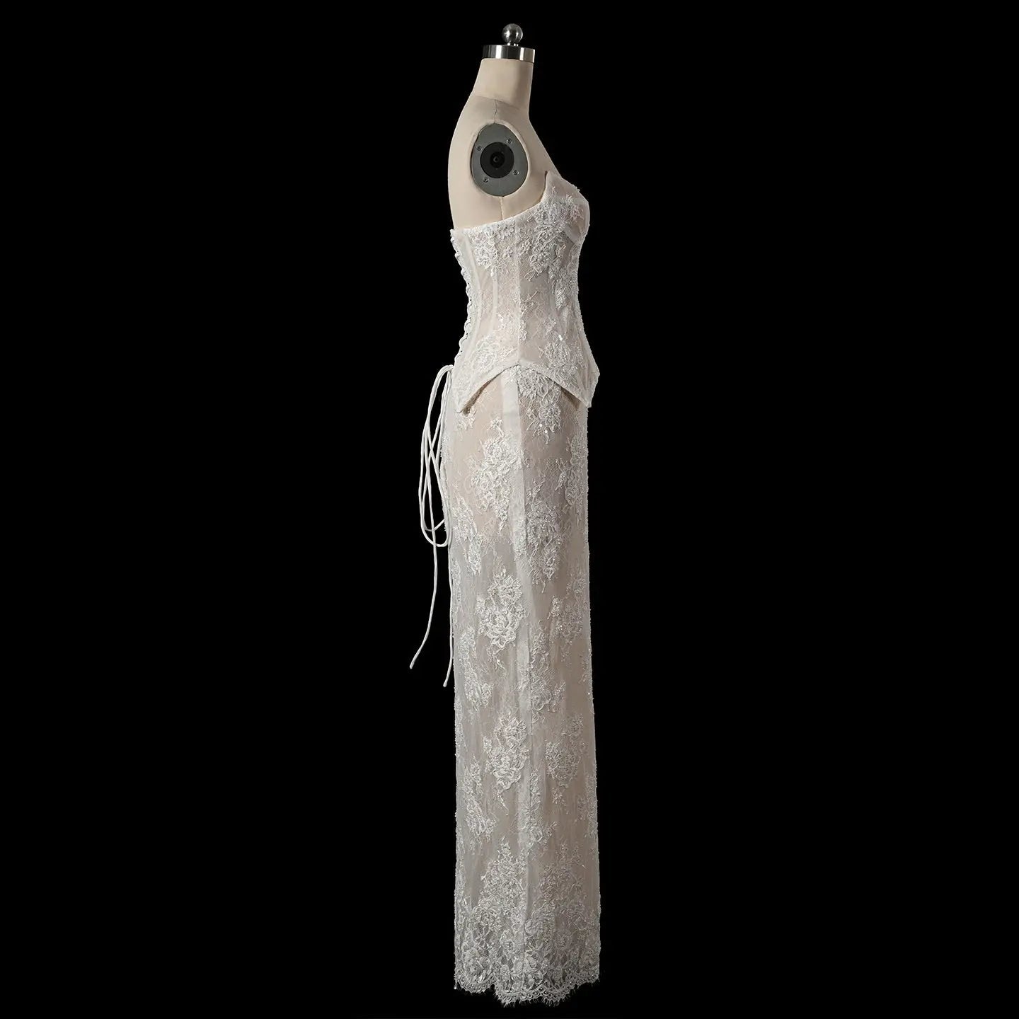 White Strapless Corset Lace Up Back Sheath Wedding Dress ZP006