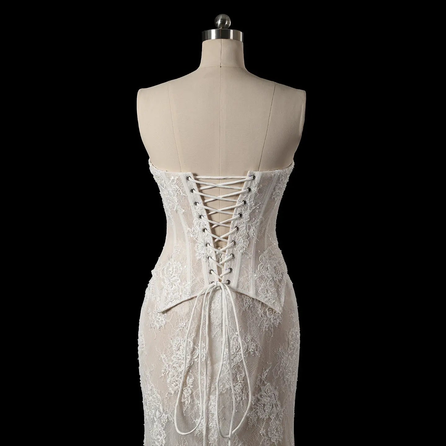 White Strapless Corset Lace Up Back Sheath Wedding Dress ZP006