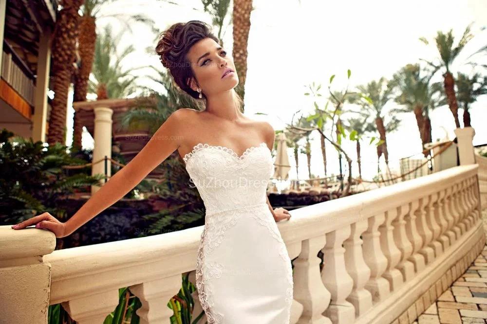 Sweetheart Lace Wedding Dress Mermaid Zipper Sleeveless Bridal Dresses (ZD13849)