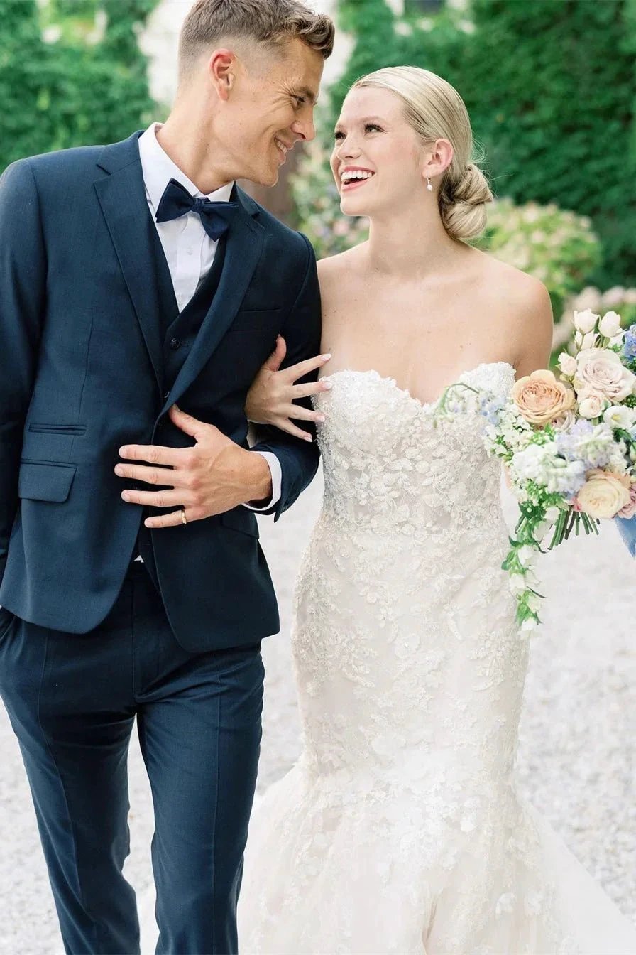 Sweetheart Mermaid Sleeveless Tulle Appliques Wedding Dress With Lace (ZD14581)