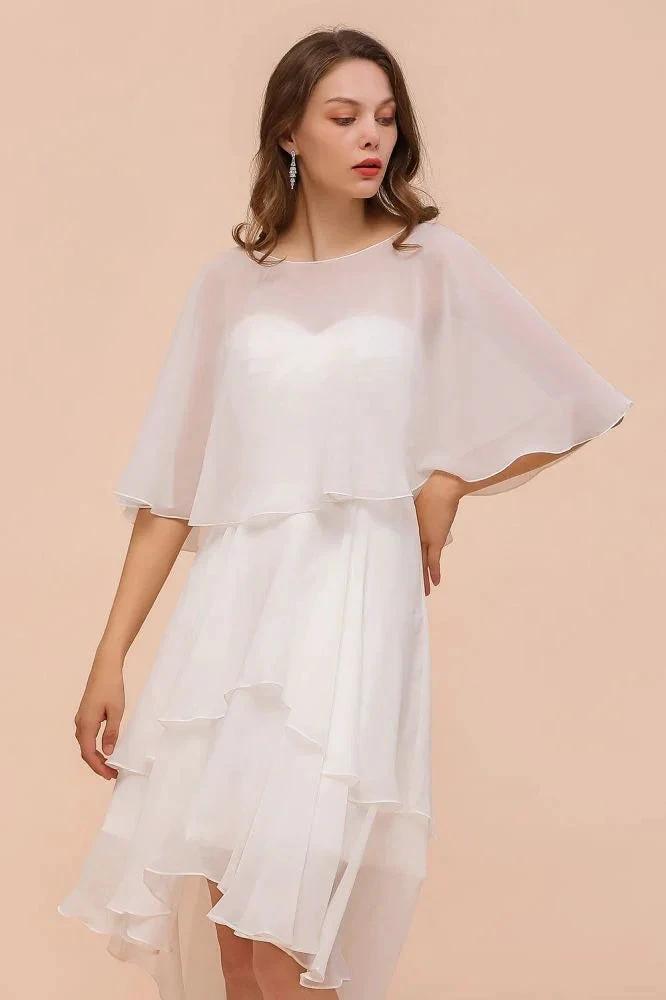 Sweetheart Mini Chiffon Dress with Wraps Simple Beach Bridesmaid Dress for Bride (ZD13003)