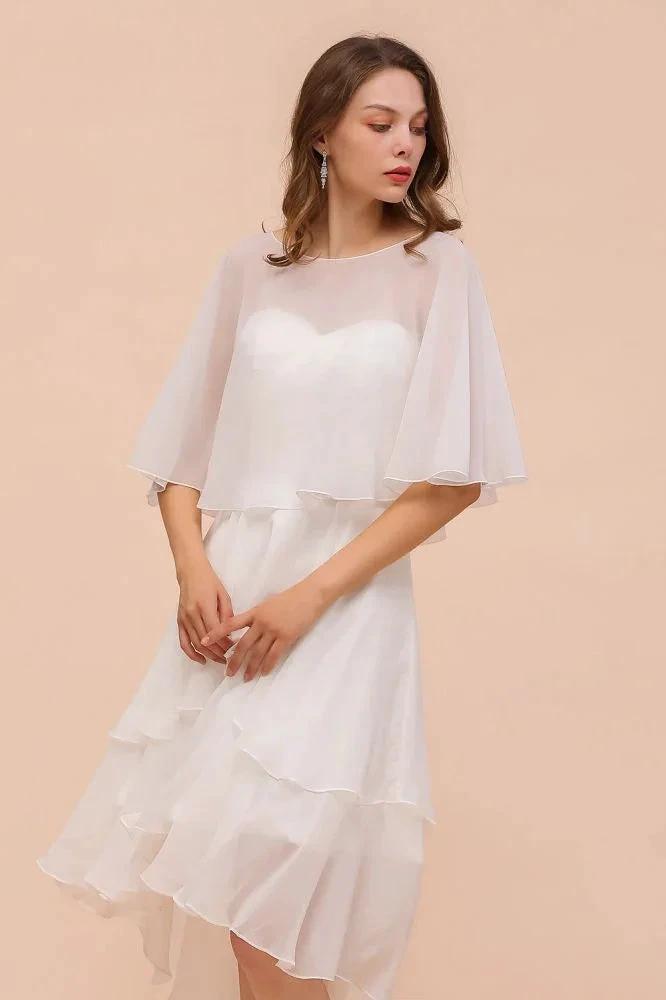 Sweetheart Mini Chiffon Dress with Wraps Simple Beach Bridesmaid Dress for Bride (ZD13003)