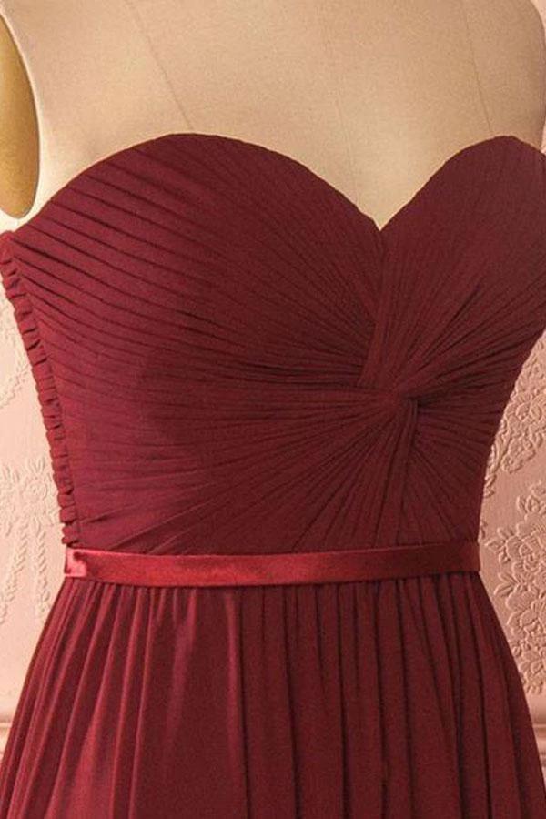 Sweetheart Neck Chiffon Burgundy Long Prom Dress Bridesmaid Dress (ZD13208)