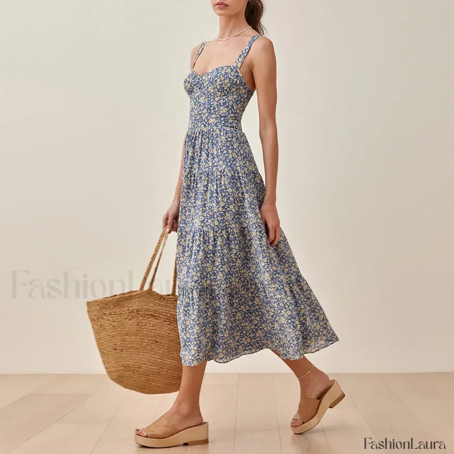 Sweetheart Neck Floral Dress