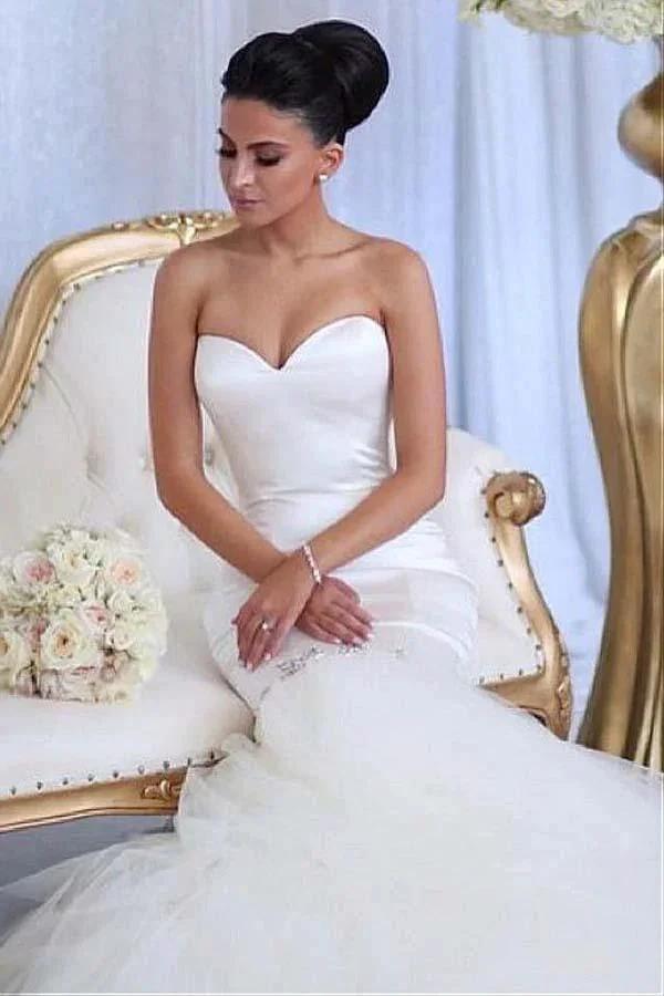 Sweetheart Neckline Memaid Wedding Dresses With Beading (ZD16042)