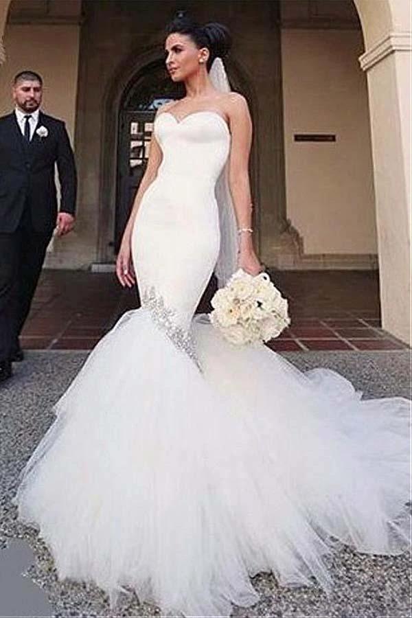 Sweetheart Neckline Memaid Wedding Dresses With Beading (ZD16042)