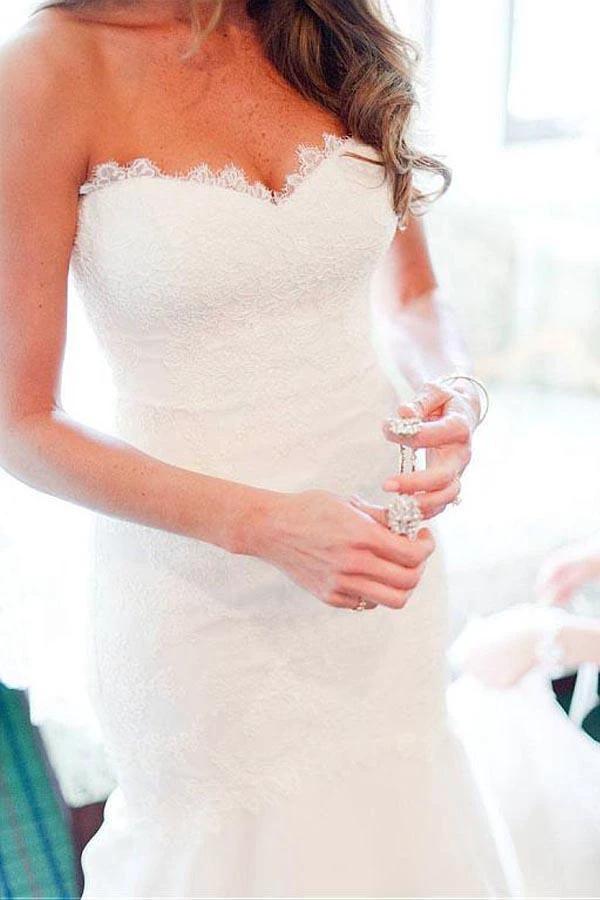 Sweetheart Neckline Mermaid Wedding Dresses With Lace Appliques (ZD15425)