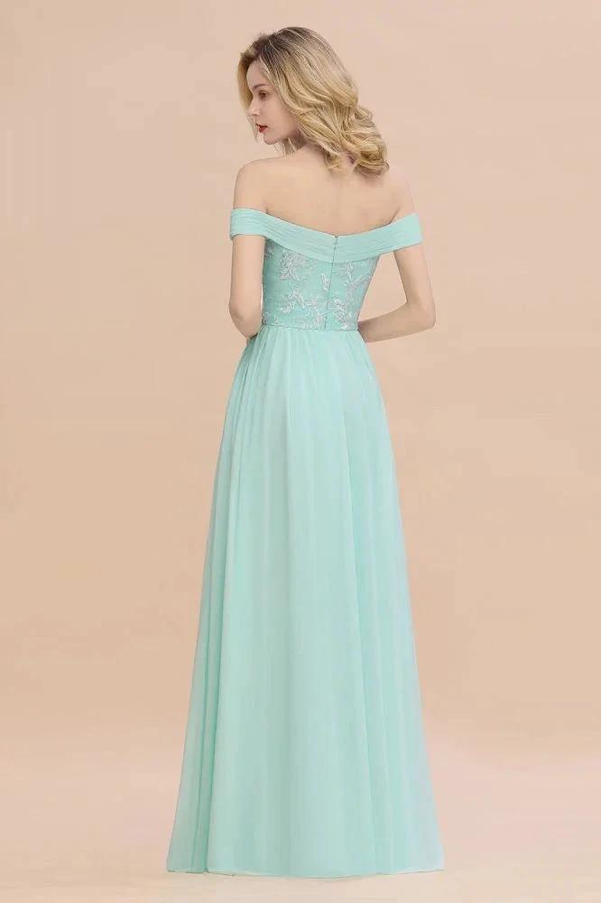 Sweetheart Ruffles Simple Prom Dresses Off the Shoulder aline Bridesmaid Dress (ZD13118)