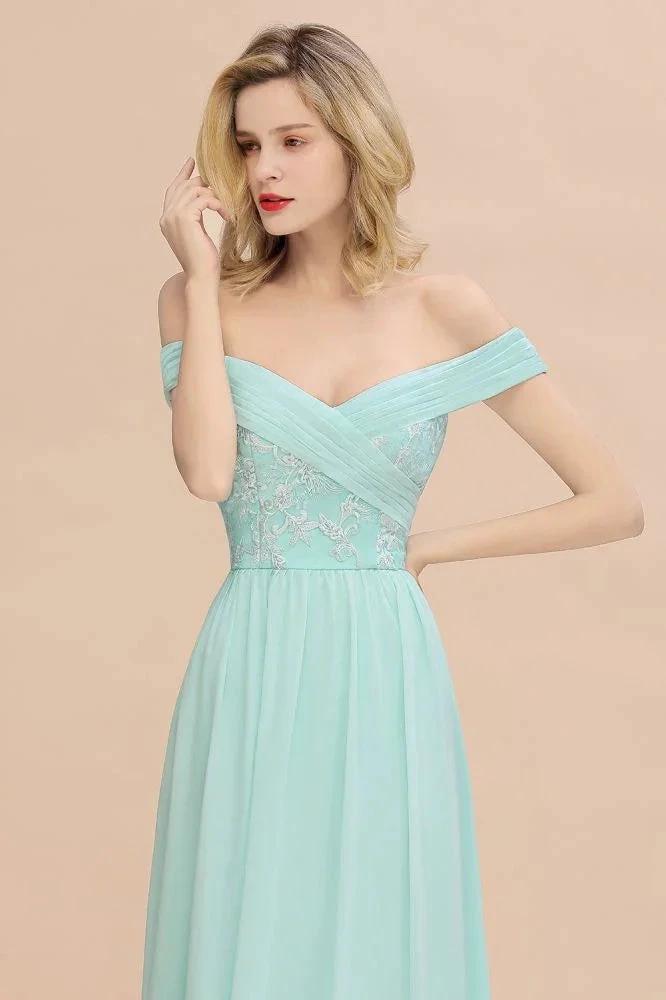 Sweetheart Ruffles Simple Prom Dresses Off the Shoulder aline Bridesmaid Dress (ZD13118)