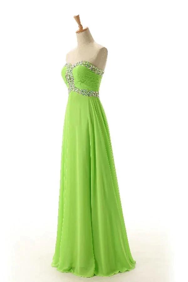 Sweetheart  Sleeveless Backless Chiffon Green Prom Dress  PG 243 (ZD13157)