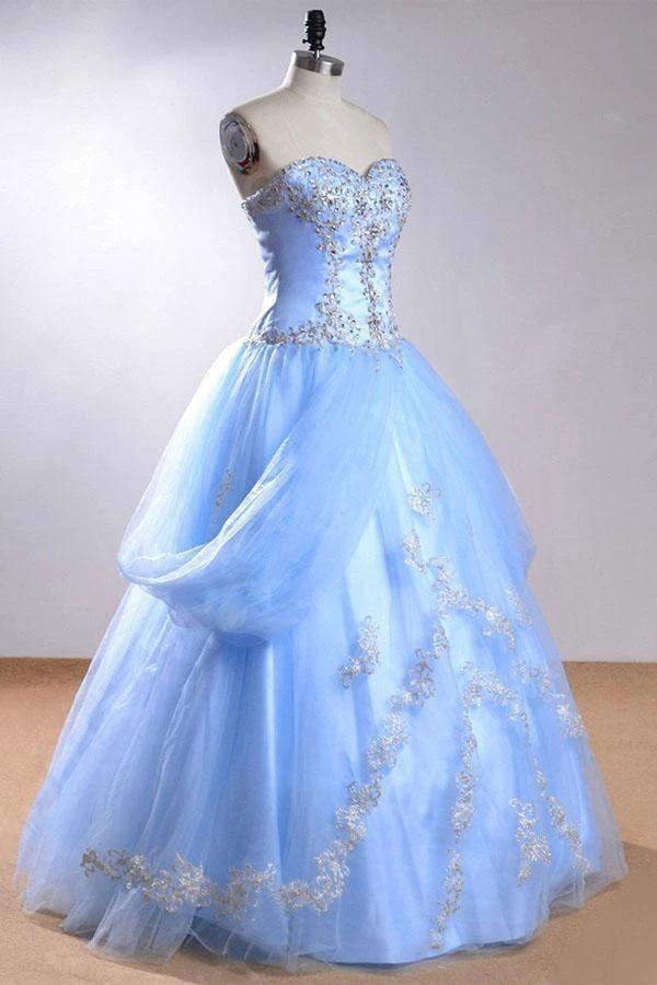 Sweetheart Sleeveless Light Blue  Beading Wedding Dress With Beading (ZD15423)