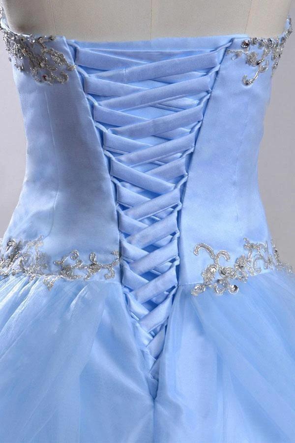 Sweetheart Sleeveless Light Blue  Beading Wedding Dress With Beading (ZD15423)