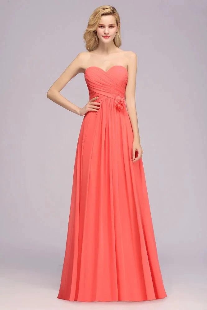 Sweetheart Sleeveless Ruffle Evening Swing Dress Chiffon aline Bridesmaid Dress by misshow.com