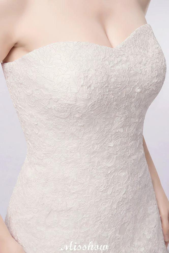 Sweetheart Strapless A-line Long Lace Tulle Wedding Dresses (ZD16613)