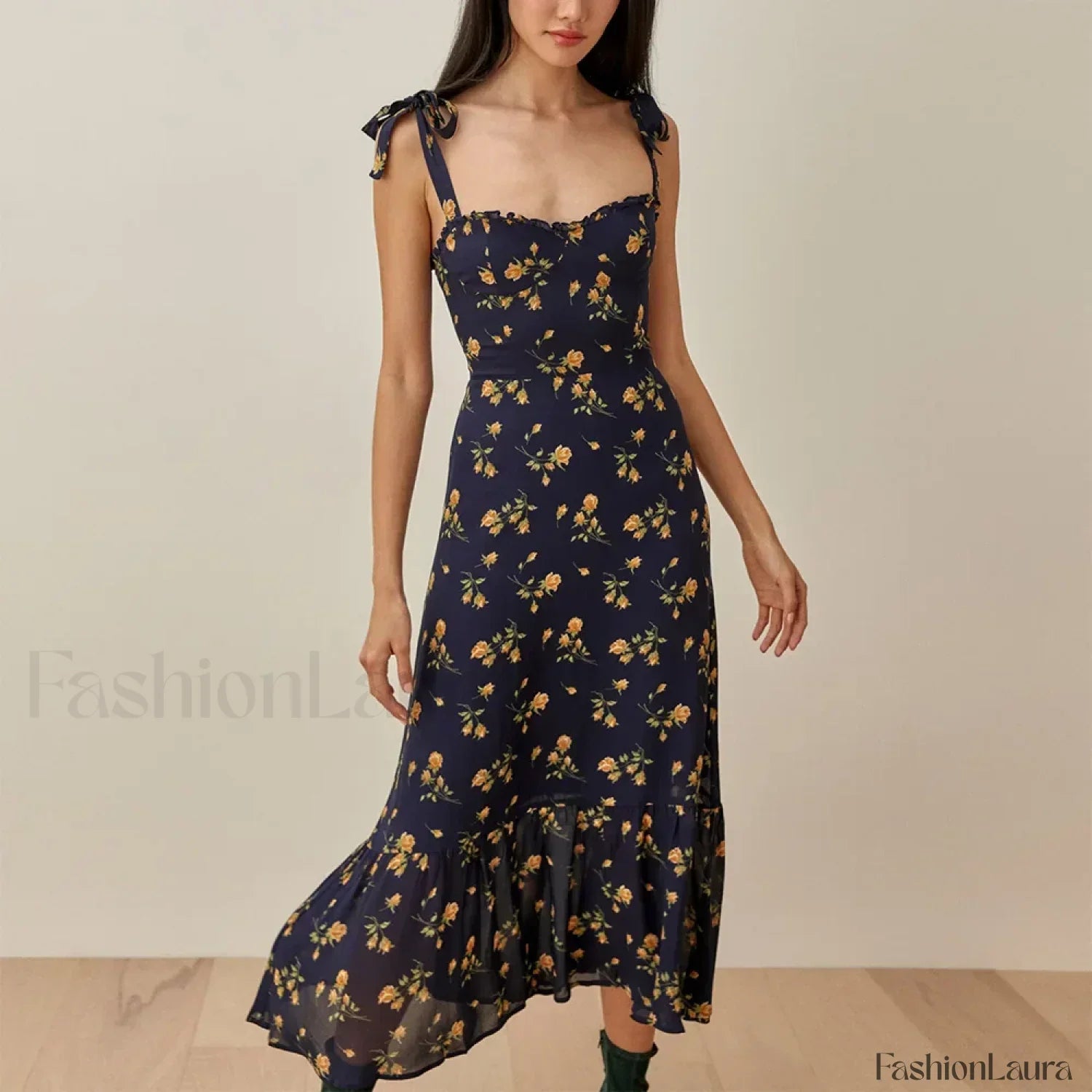 Sweetheart Tie Strap Dress with Relaxed Fit and Layered Outfit Styling