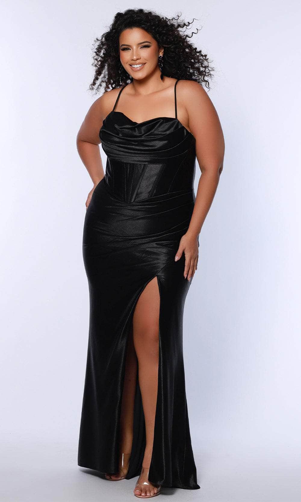 Sydney's Closet SC7426 - V-neck Chiffon Gown with Ruched Bodice Special Occasion Dress