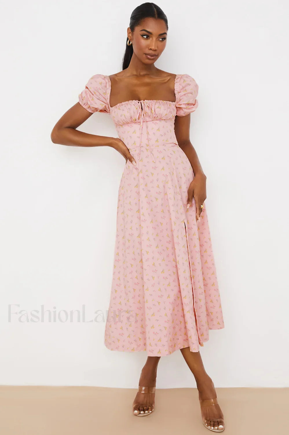 Tallulah Floral Puff Charming Sleeve Midi Dress XL / 4#