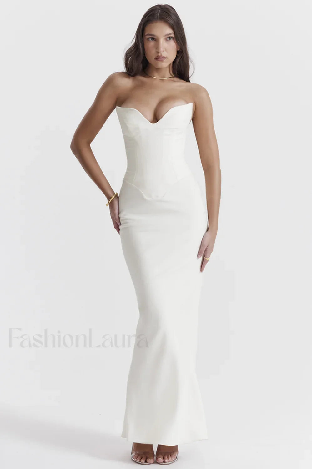 Tamara Ivory Stylish Strapless Corset Dress