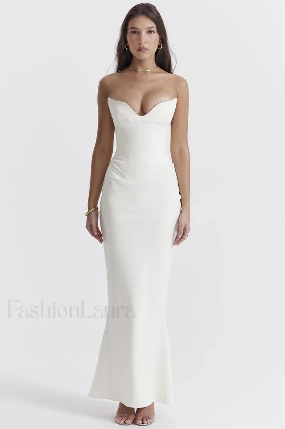 Tamara Ivory Stylish Strapless Corset Dress