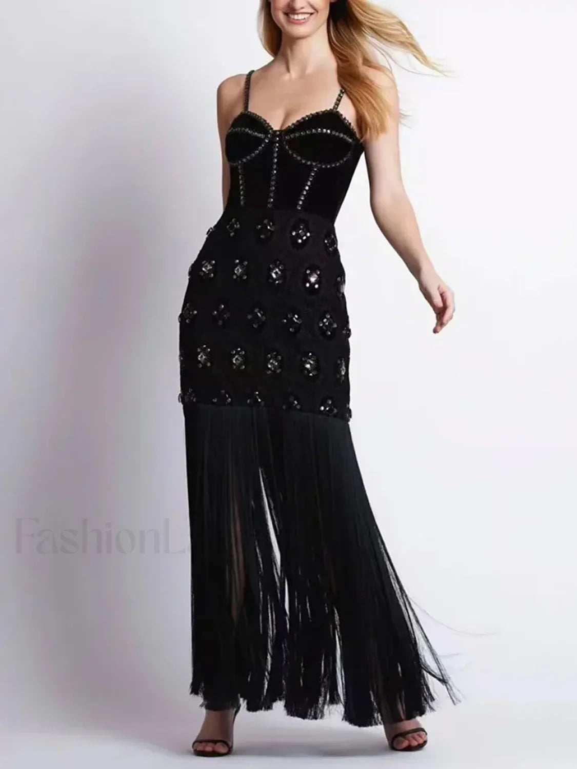 Tassel Strap Backless Maxi Dress