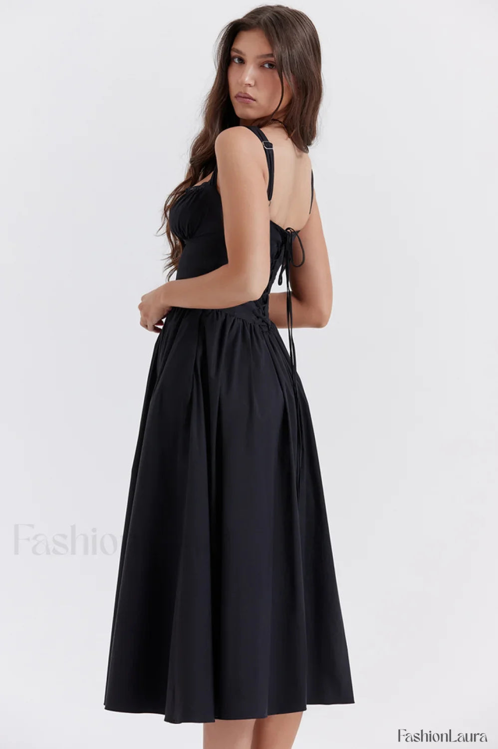 Tatiana Black Stylish Midi Sundress