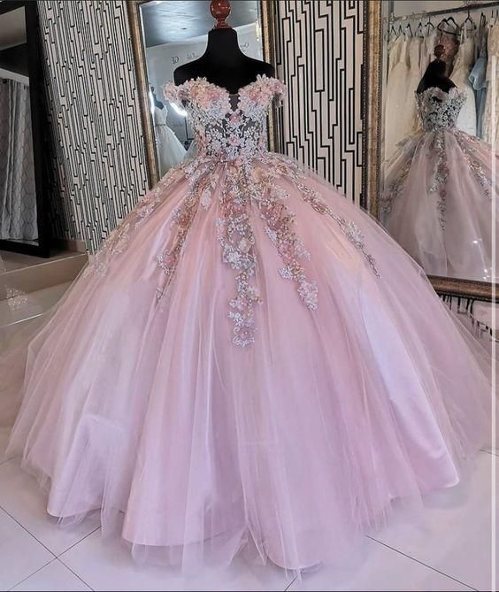 Pink ball gown Evening Prom Dress