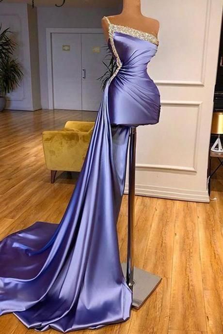 Sexy One Shoulder Short Prom Party Dress with Detachable Skirt Shiny Beaded Top Formal Women Dresses Custom Made