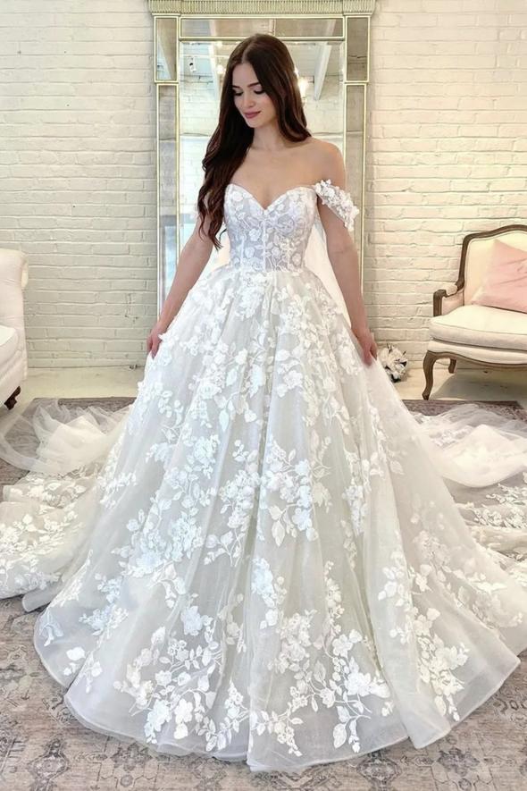 White lace long ball gown dress formal dress - VelvetHem