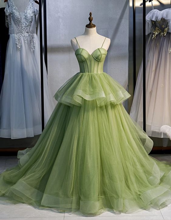 Fluorescent green Strapless Full Length Wedding Dress Prom Dress Evening Dress Formal Occasion Party Dress