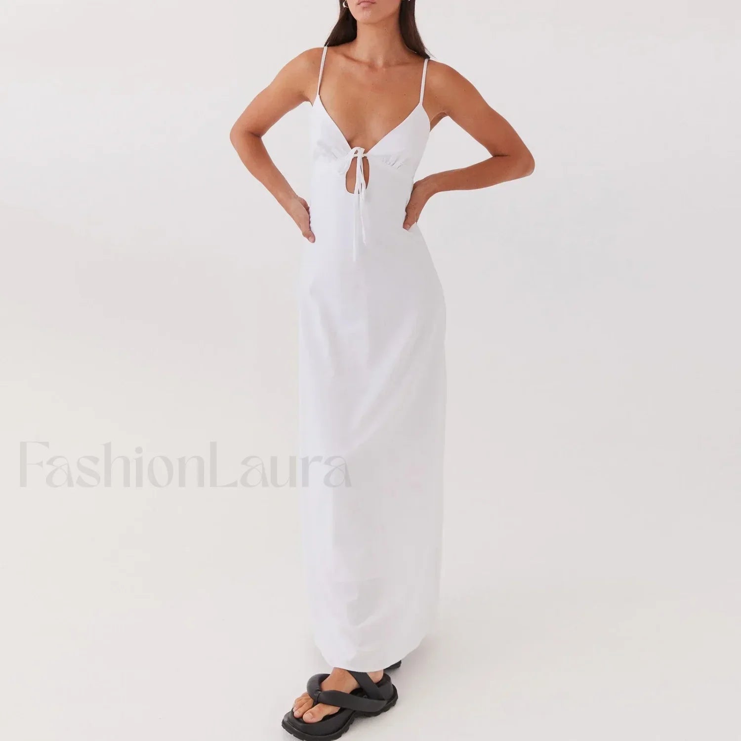 Tie-up Spaghetti Cutout Maxi Dress