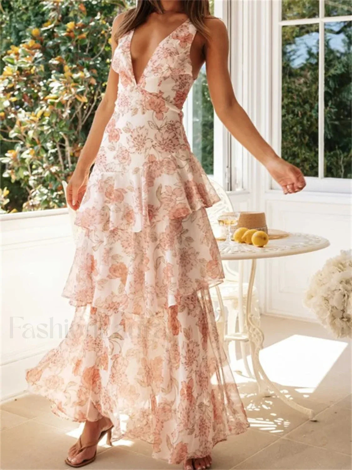 Tiered V Neck Dress with Relaxed Fit and Seasonal Wardrobe Essential