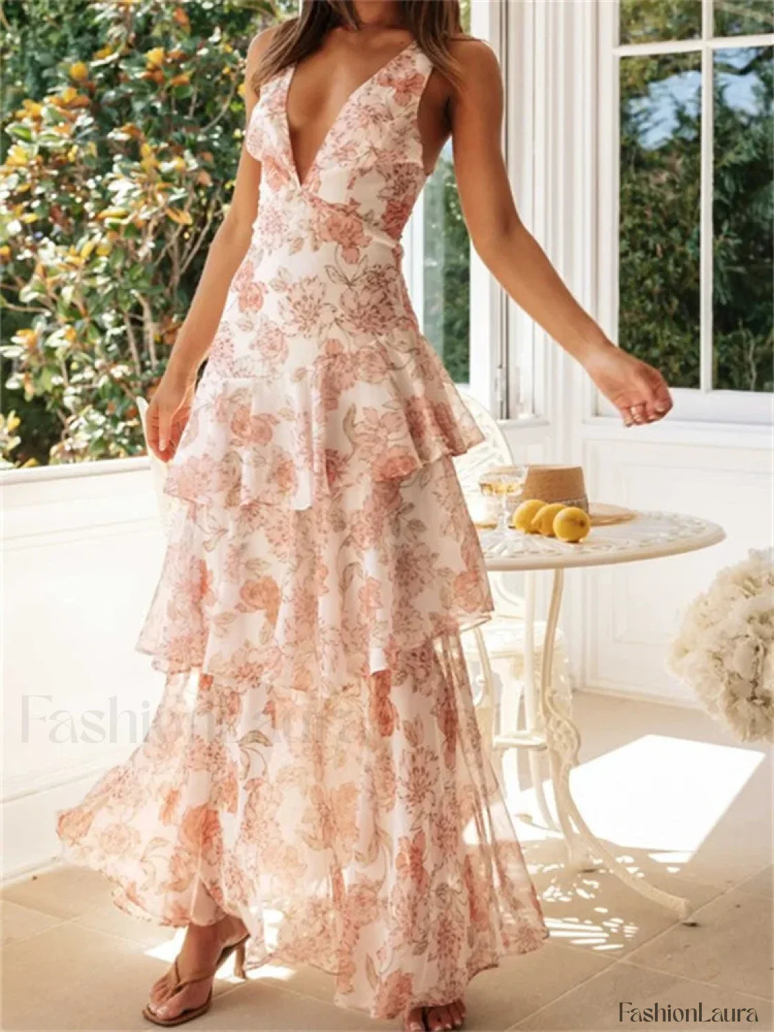 Tiered V Neck Dress with Relaxed Fit and Seasonal Wardrobe Essential