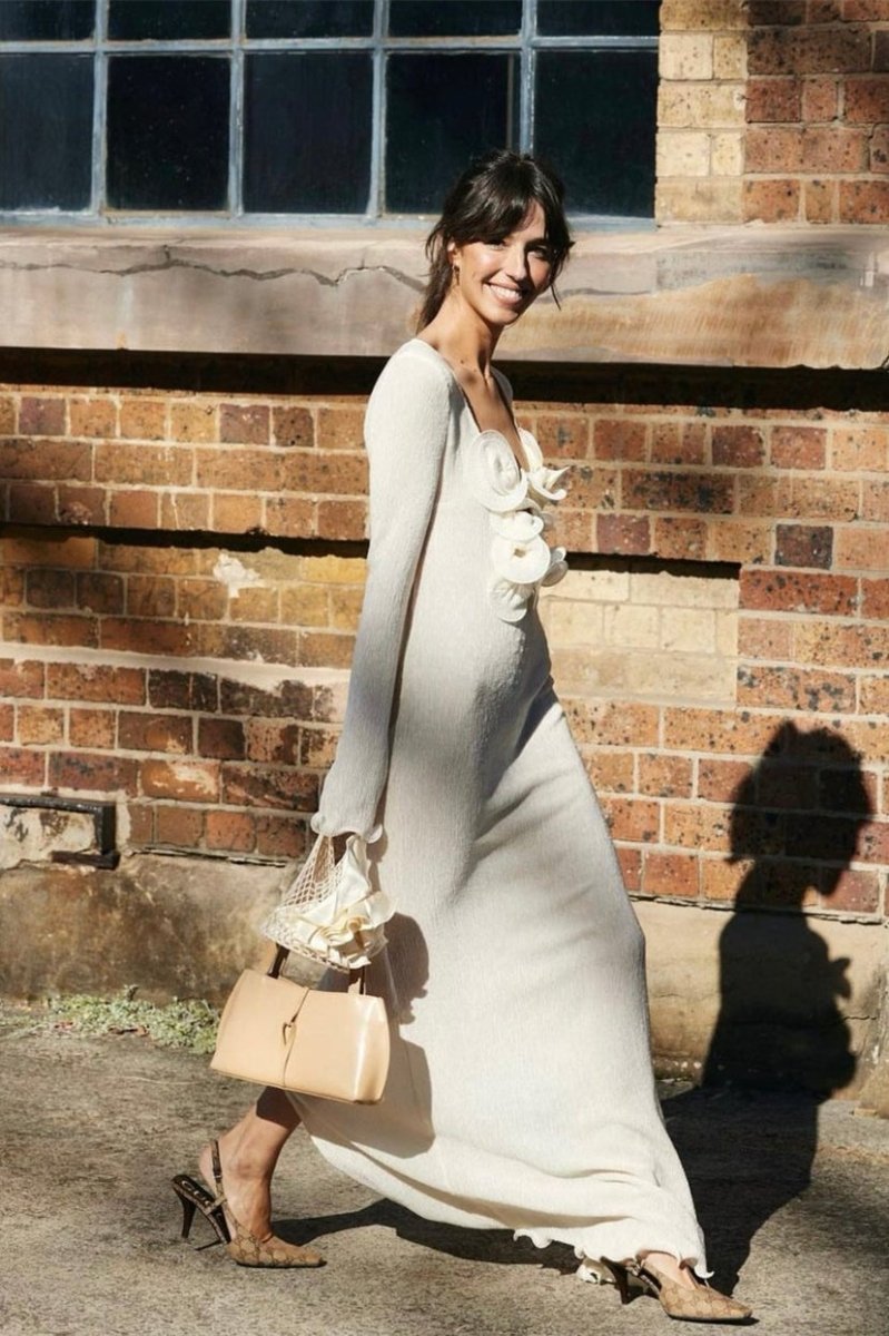 Trista Floral V - Neck Polyester Maxi Slit Dress