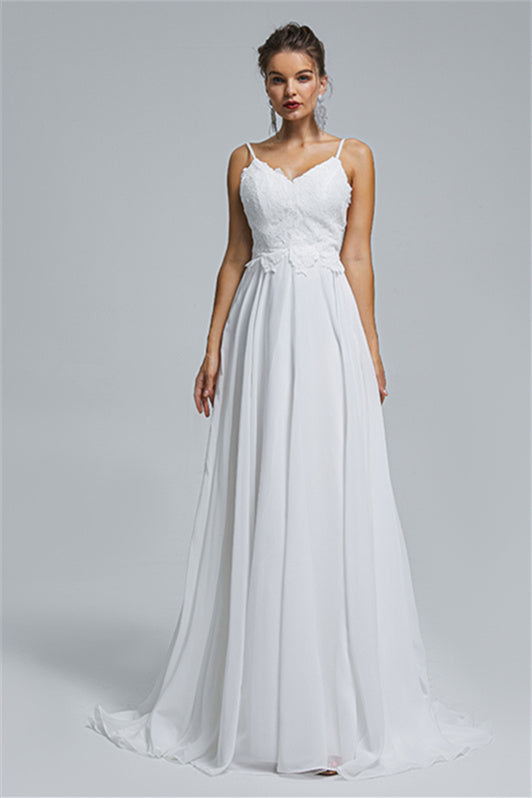 Tulle A-Line Sheer Straps Sweetheart Applique Floor-Length Sleeveless Wedding Dress Cover