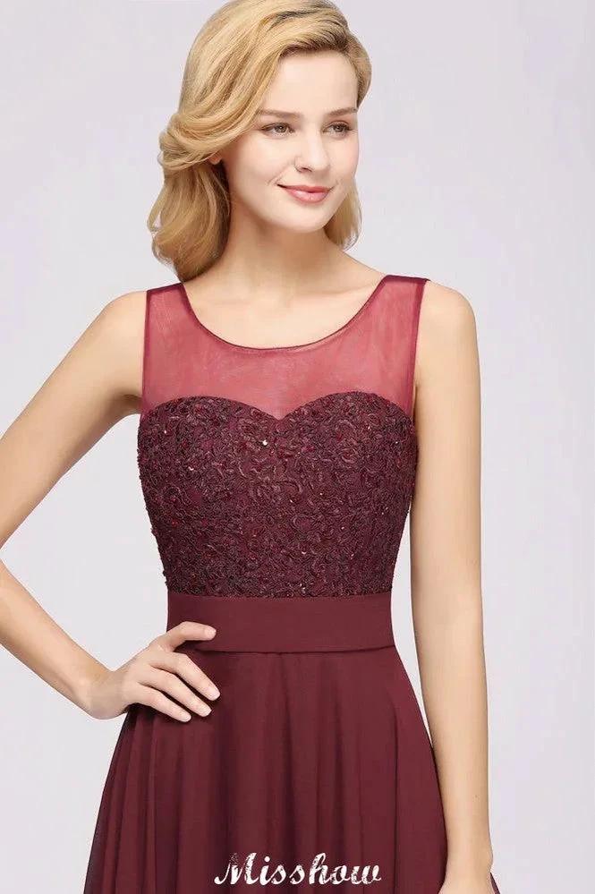 Tulle Lace Beadings Jewel Sleeveless Floor-Length Bridesmaid Dresses A-Line Chiffon Tulle Party Dress (ZD12881)